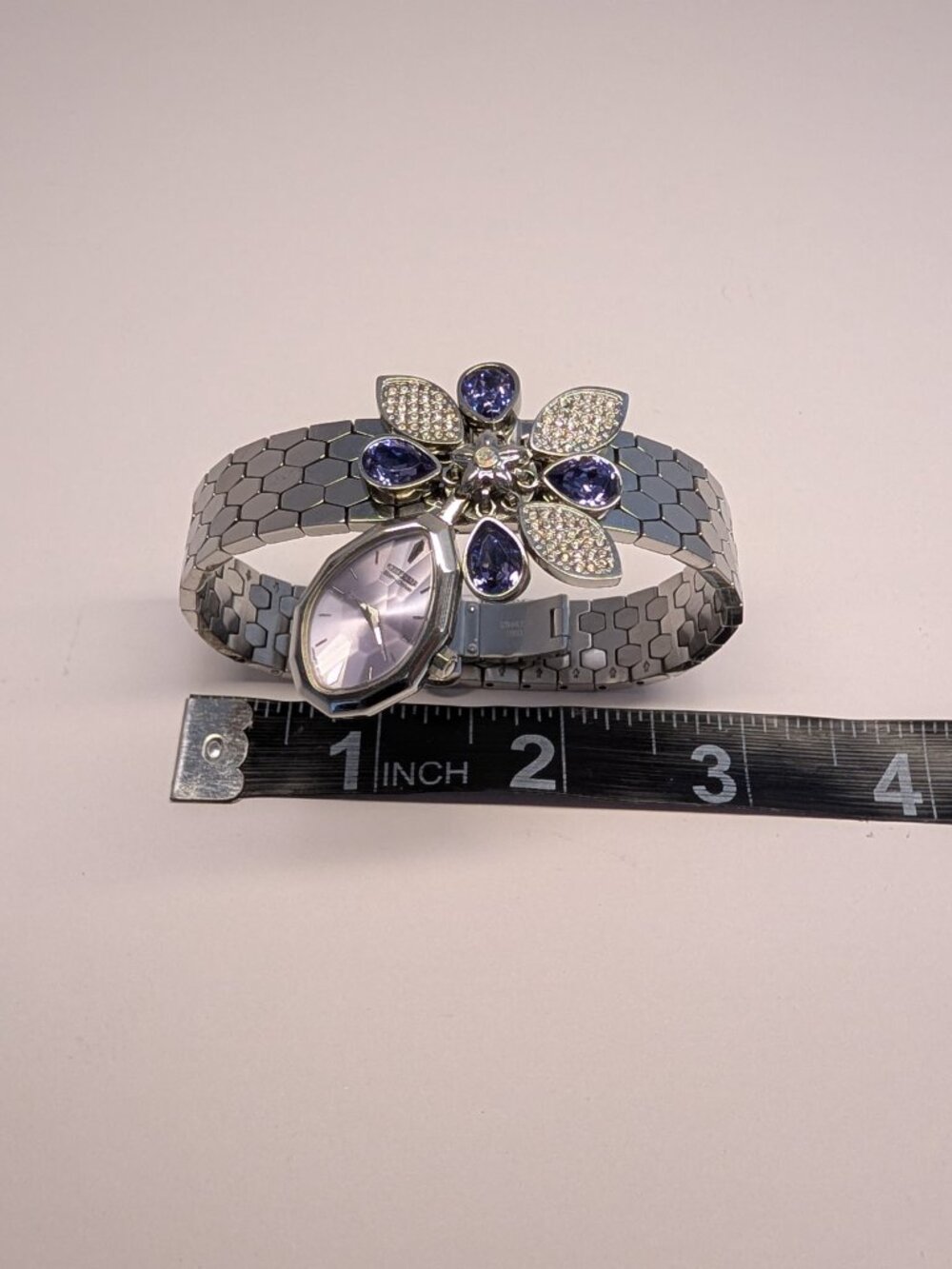 Citizen EcoDrive Lobella Crystal Flower Watch Sterling Silver Purple Face 550371 - Picture 14 of 16